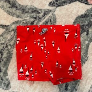 Janie and Jack Red Sailboat Swim Shorts